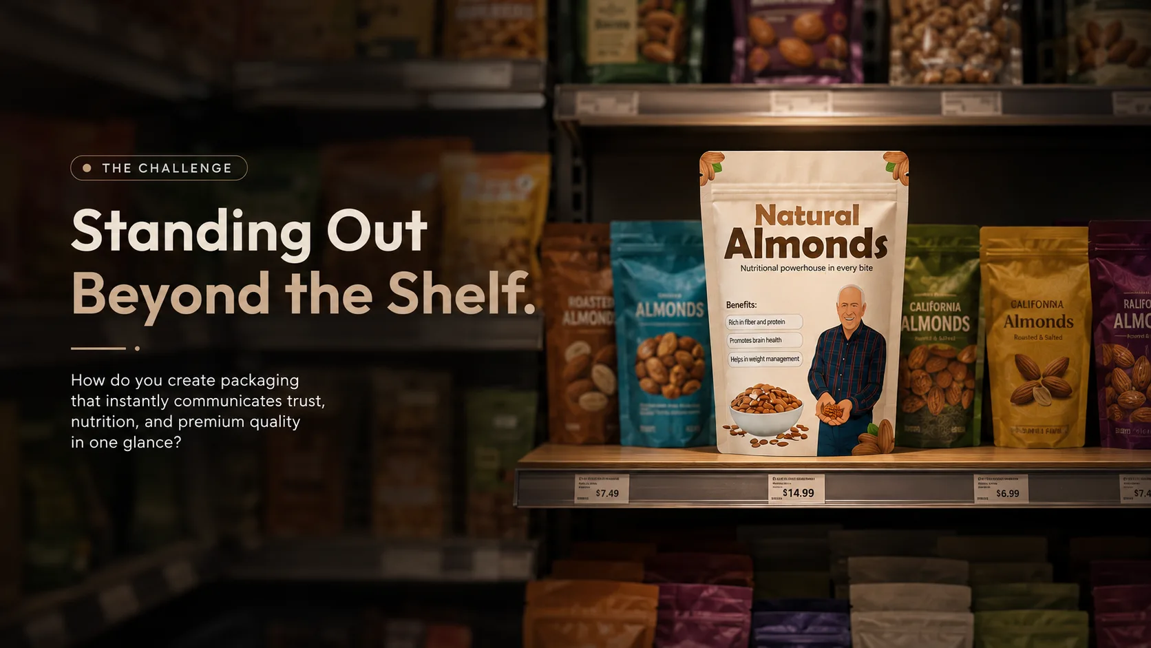 Natural Almond — Packaging Design packaging & visual design mockup 3 by Raghav Chopra